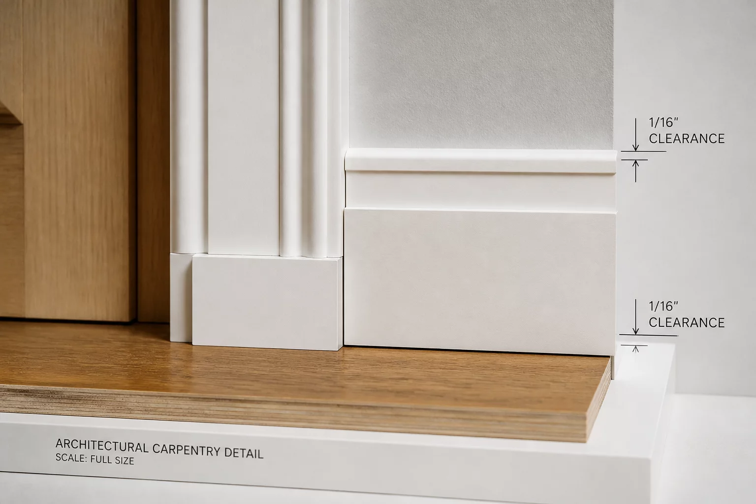 Baseboard and perimeter casing transition clearances