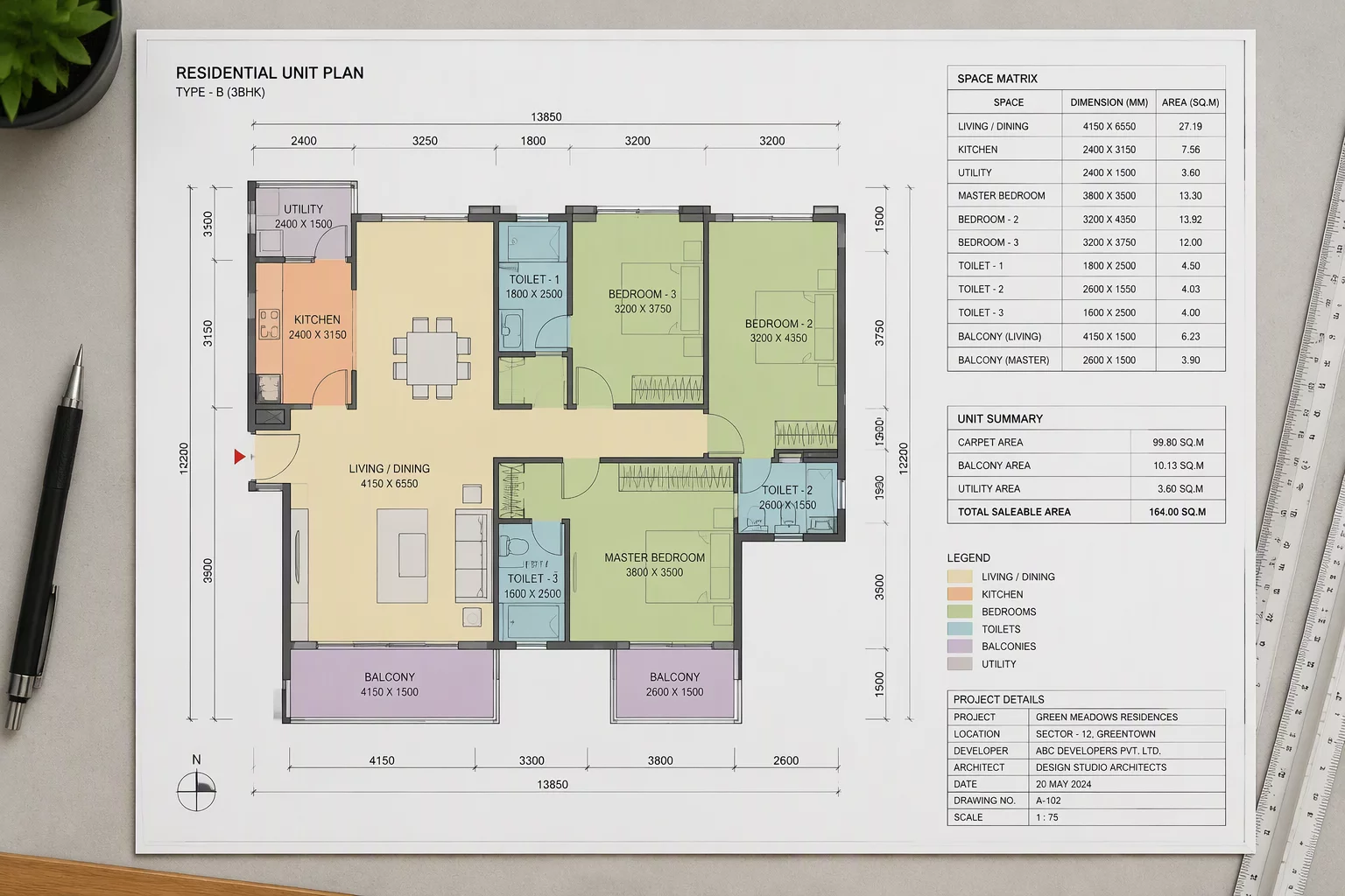 Spatial Plan-View Matrix Diagram